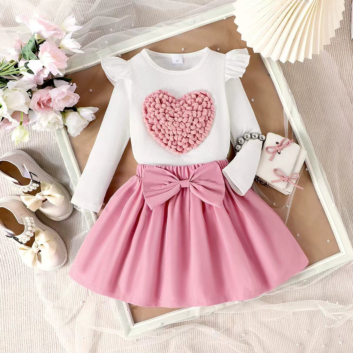 Conjunto Infantil Feminino Coração e Lacinho