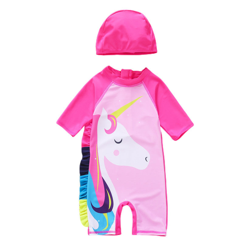 Macaquinho Infantil De Piscina Unicôrnio + Chapéu
