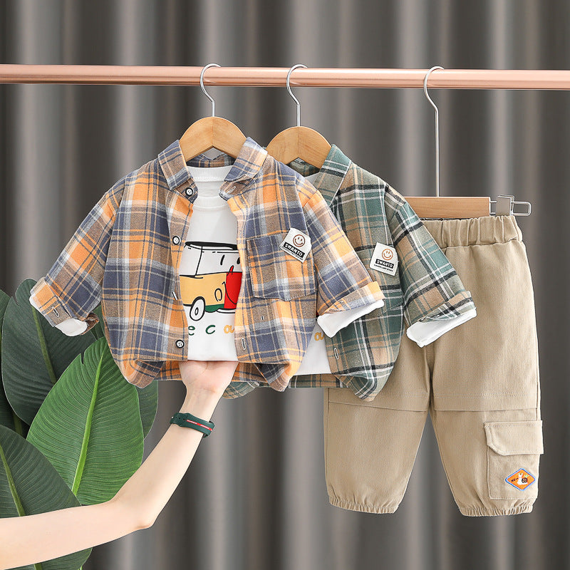 Conjunto Infantil Masculino Xadrez 3 Peças