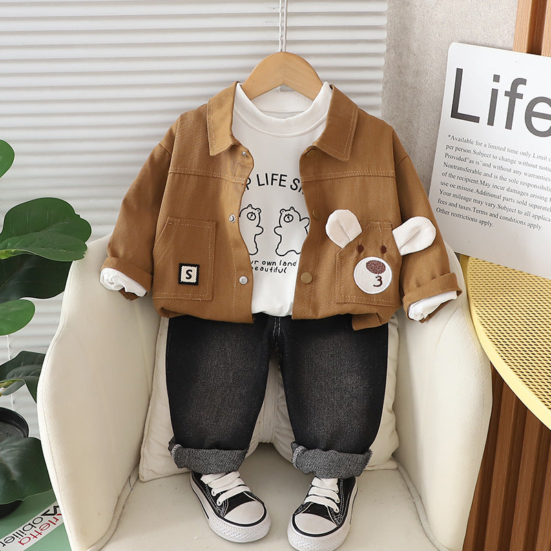 Conjunto Infantil Masculino Urso 3 Peças