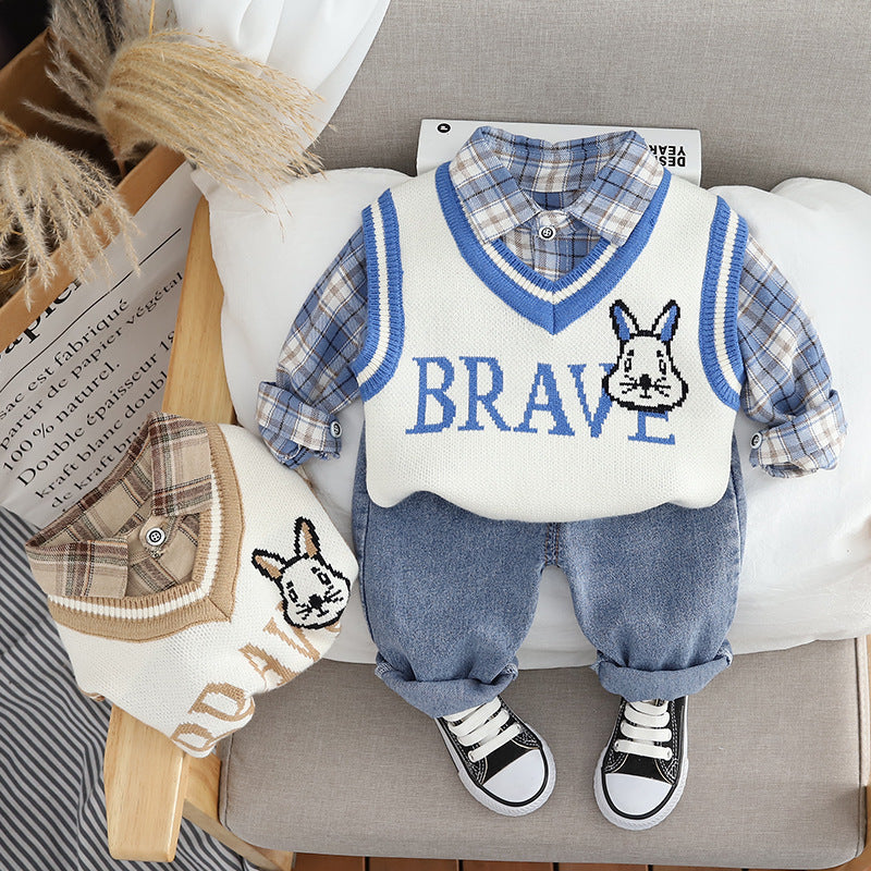 Conjunto Infantil Masculino Xadrez com 3 Peças