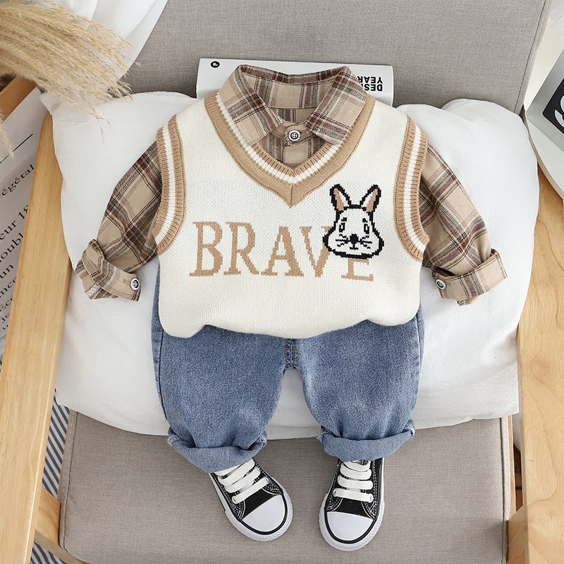 Conjunto Infantil Masculino Xadrez com 3 Peças