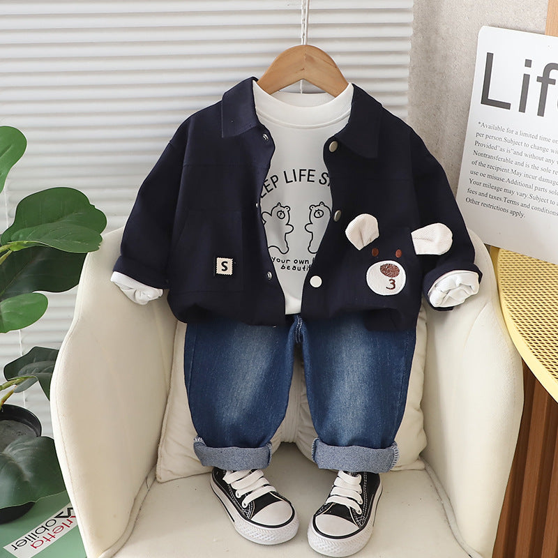 Conjunto Infantil Masculino Urso 3 Peças