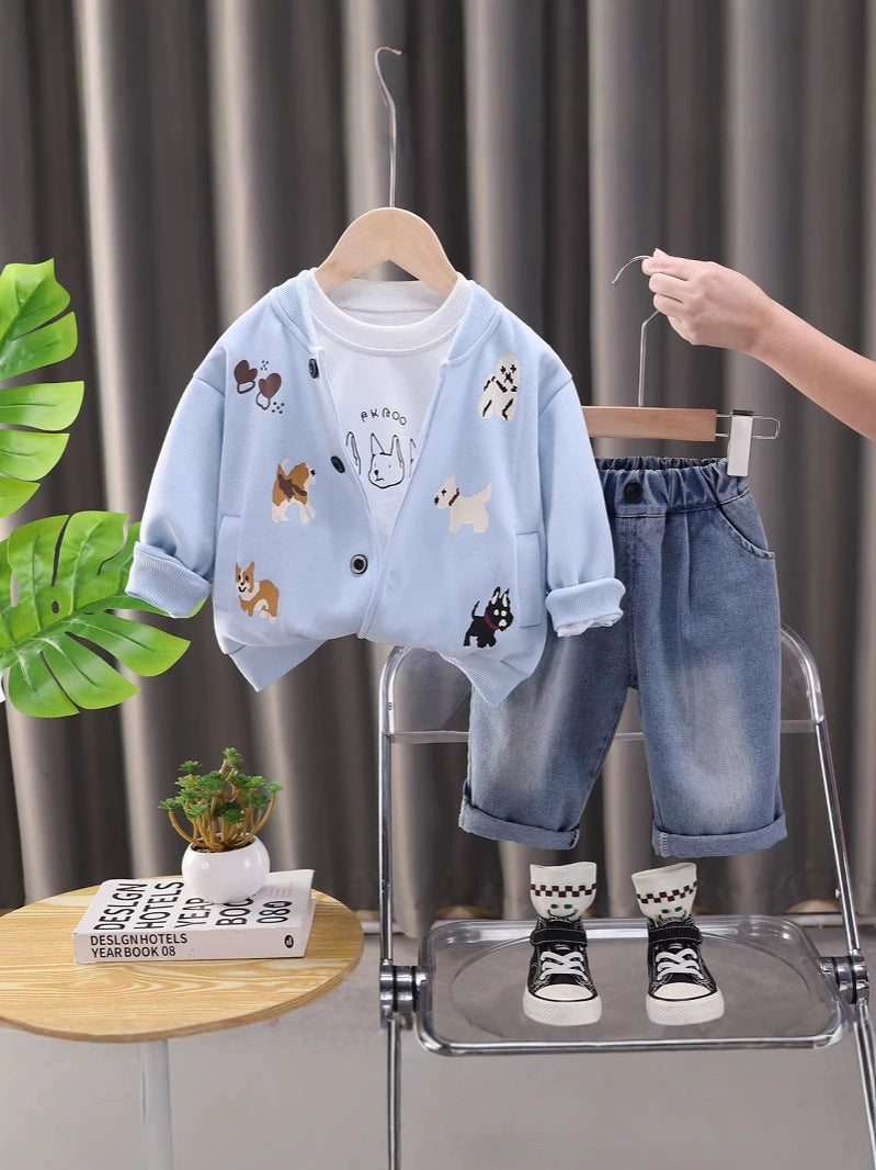 Conjunto Infantil Masculino Cachorrinho 3 Peças