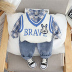 Conjunto Infantil Masculino Xadrez com 3 Peças