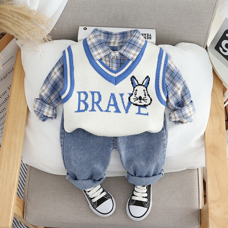 Conjunto Infantil Masculino Xadrez com 3 Peças