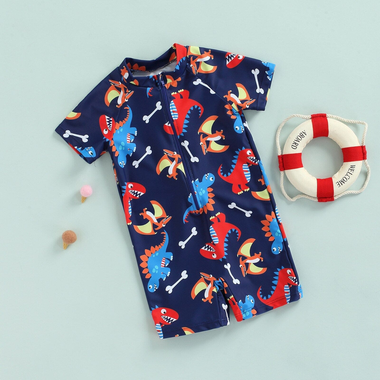 Macaquinho Praia Infantil Masculino Dino