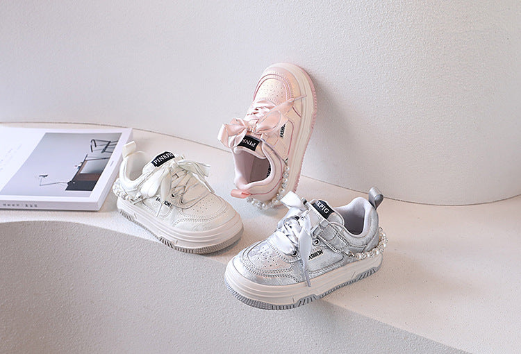 Tênis Infantil Feminino Fashion Com Pérolas