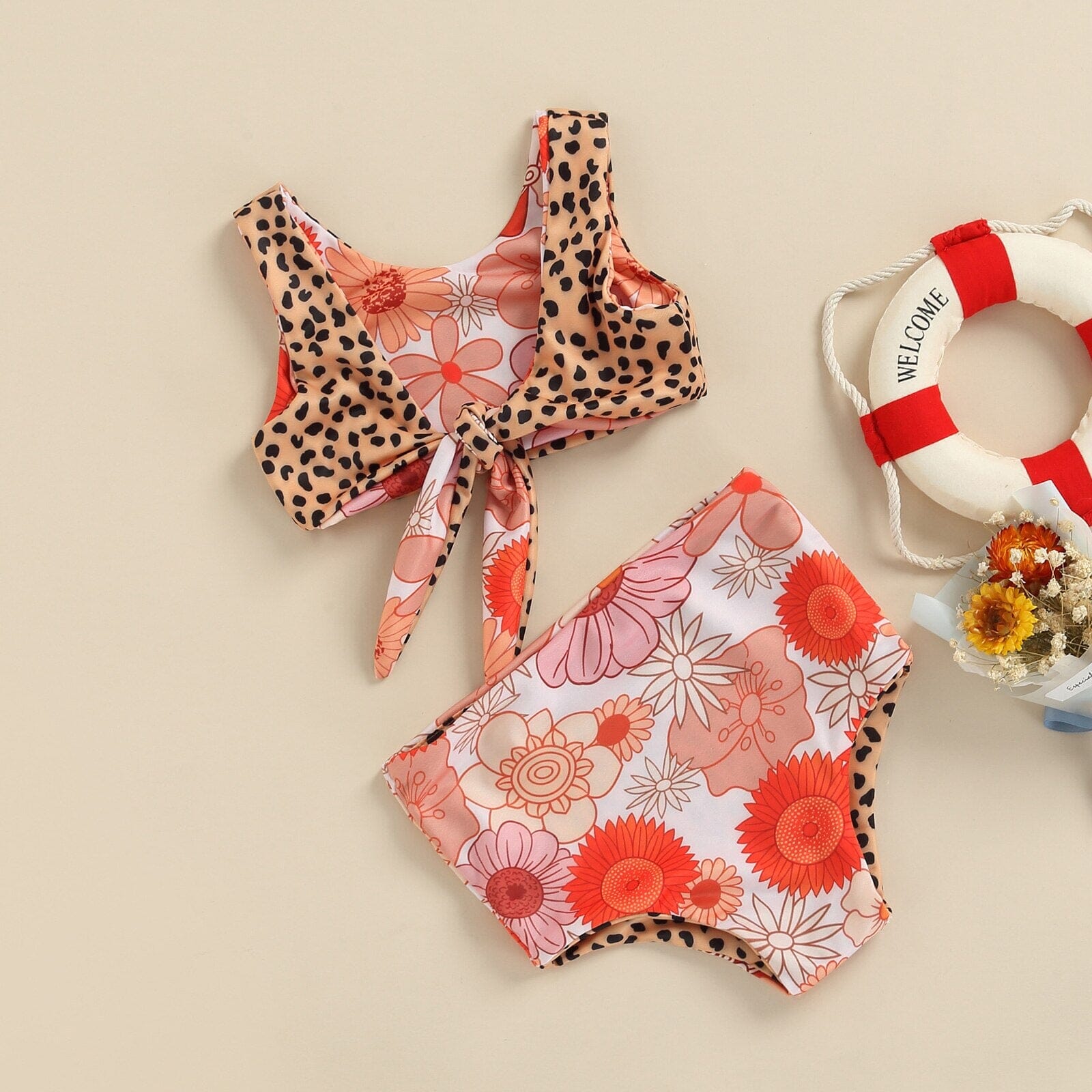 Biquíni Infantil Floral e Leopardo