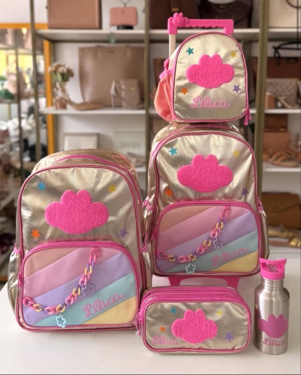 Kit escolar (mochila, lancheira, estojo e garrafinha) 013